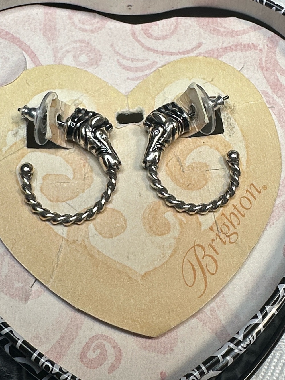 Brighton earrings silver in tin Zebra hoops New!Savannah style